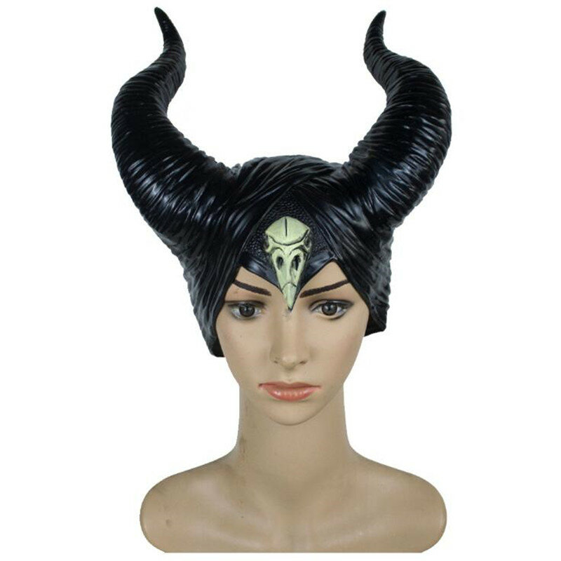 Girls Horns Hat Black Queen Cosplay Headpiece Women Halloween Costumes Anime Witch Headdress Party Props