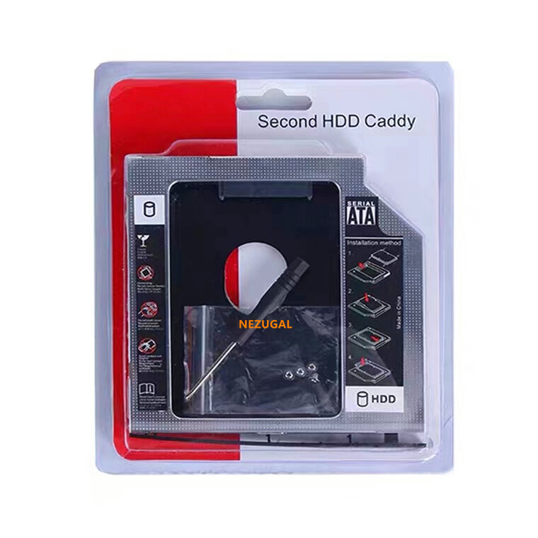 อลูมิเนียม2nd ฮาร์ดดิสก์แคดดี้9.5มม.12.7มม.SATA 3.0 2.5 ''SSD HD Hard Disk Drive Enclosure สำหรับแล็ปท็อป DVD ROM CD-ROM