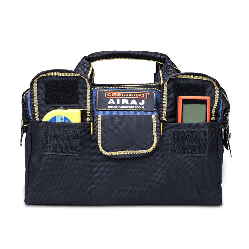AIRAJ-Bolsa de herramientas de 13 pulgadas, bolso de mano de boca ancha con bolsillos interiores para almacenamiento de herramientas