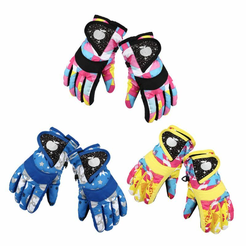Guanti da snowboard impermeabili da sci invernali guanti caldi per bambini guanti a dito pieno cinturino per sport, sci, ciclismo