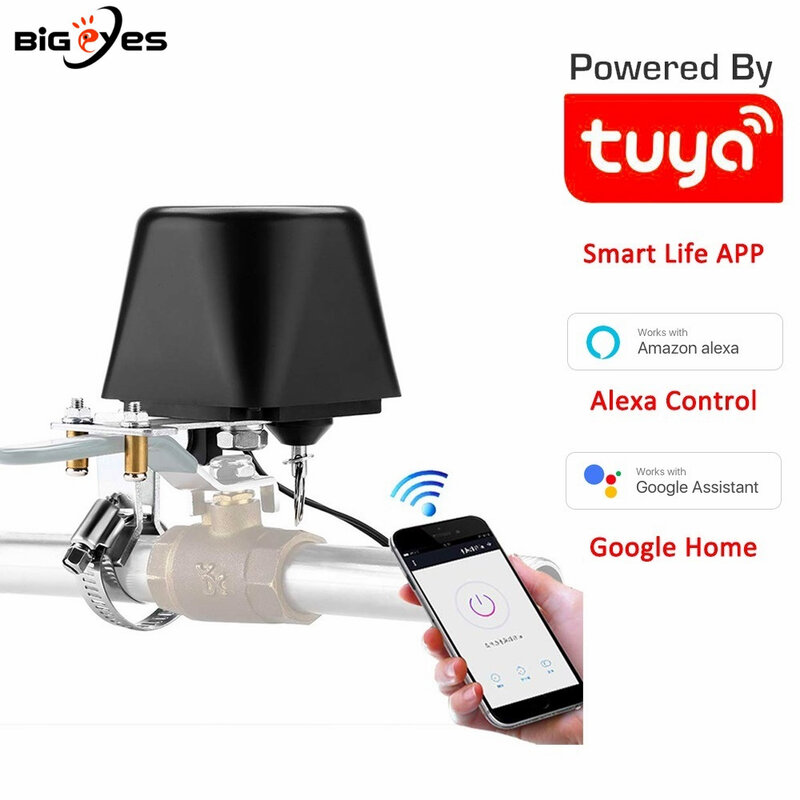 Bigeyes Tuya Alexa Google Home IFTTT Wireless Control Gas Water Valve Smart Life WiFi Shut OFF Controller