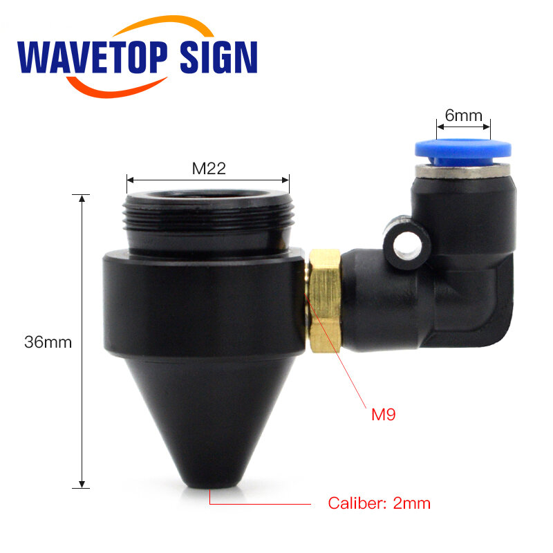 Nosel Udara WaveTopSign untuk Lensa Dia.20 FL50.8 atau Kepala Laser Digunakan untuk Mesin Pemotong dan Pengukir Laser CO2