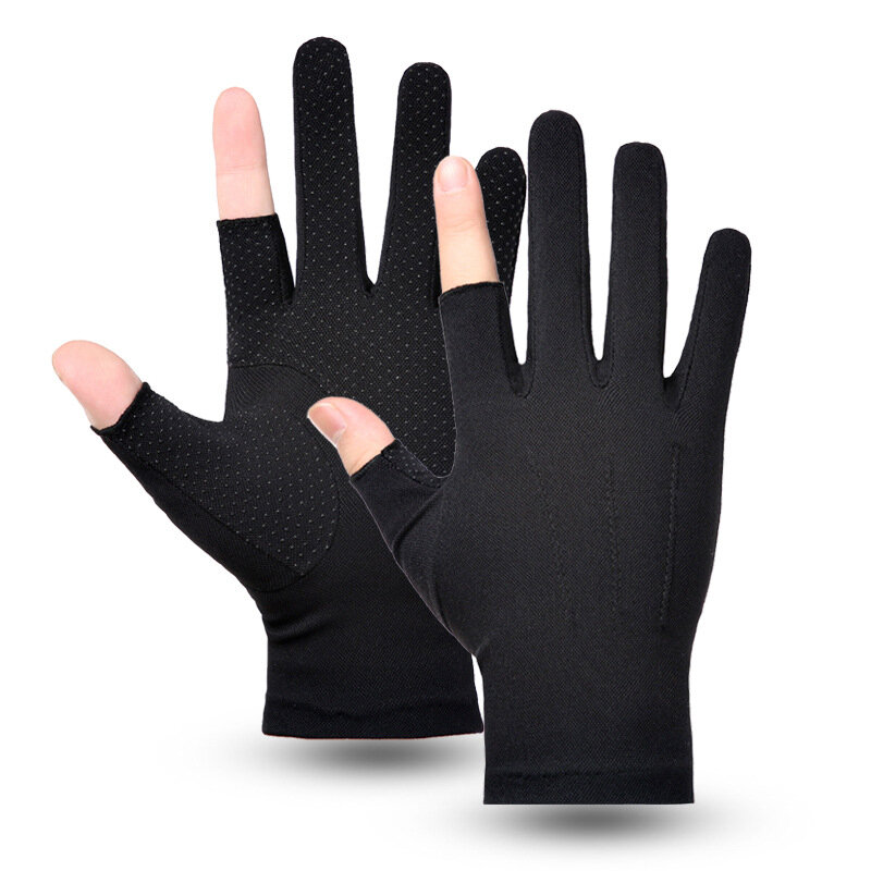 Summer Men Gloves Driving Cycling Touch Screen Non-Slip Outdoor Sports Sunscreen Breathable Ice Silk Women Thin Fingerless Glove