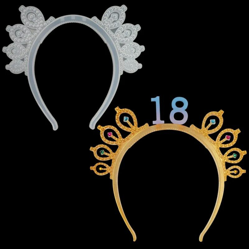 Diy cristal molde de silicone coroa de aniversário da rainha hoop cabelo decoração acessórios ornamentos de aniversário moldes de silicone para resina