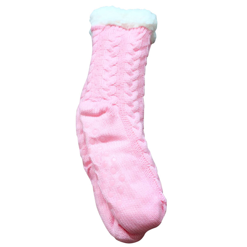 Não deslizamento meias femininas adulto quente engrossado cama fofo aconchegante casa macio velo artificial forrado um tamanho de inverno no tubo piso