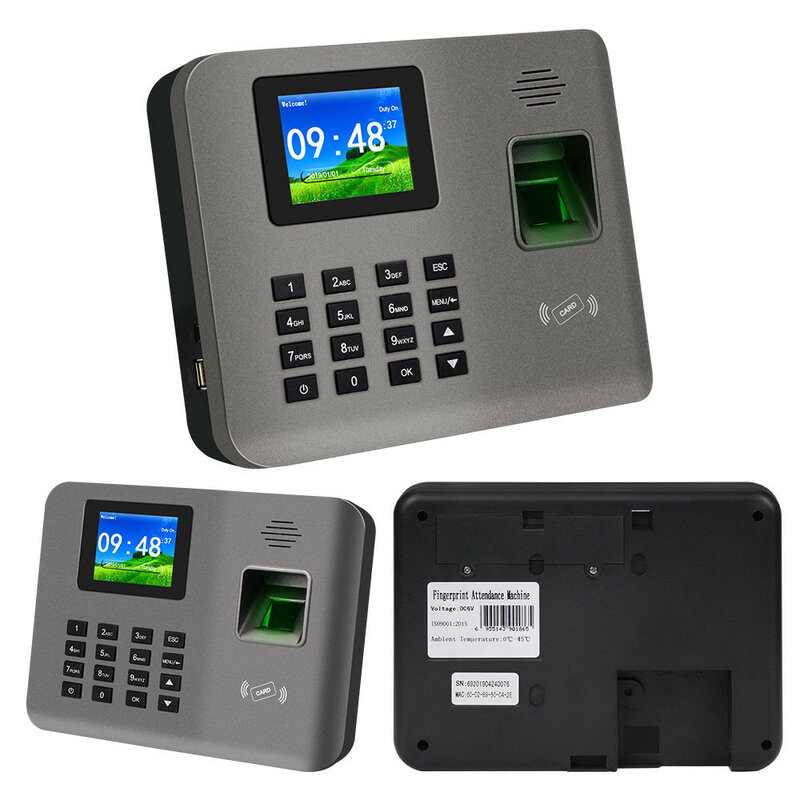 Realand Mesin Absensi Sidik Jari Biometrik 2.4 Inci Kartu RFID Kartu TCP/IP/USB Perangkat Lunak Check-In/Check-Out Karyawan