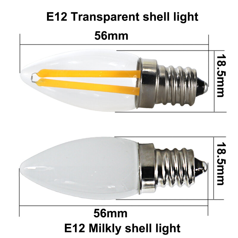 Lampada Led E12 110V 220V 2วัตต์หลอดไฟCobชิปขนาดเล็กประหยัดพลังงานโคมไฟสำหรับhome Wall-โคมไฟระย้าโคมไฟ