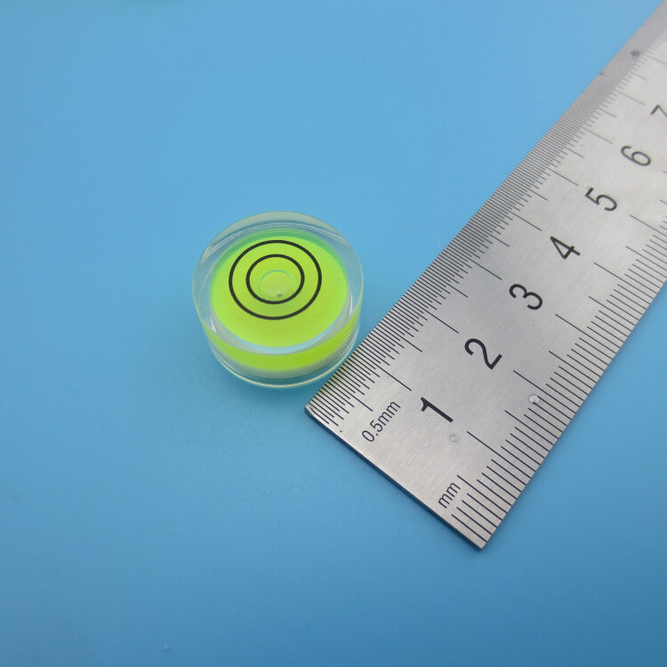 Bolla orizzontale rotonda a forma di torta materiale acrilico bolla di livello a bolla verde ad alta precisione Mini livella a bolla