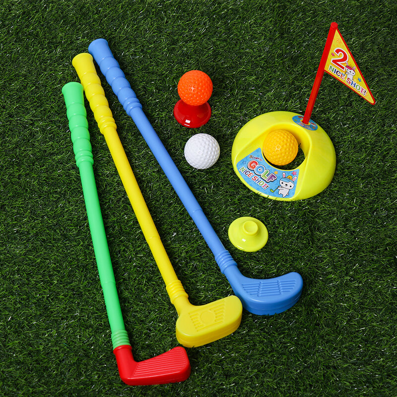 9ชิ้น/เซ็ต Golf ชุดเด็กเด็กในร่มกลางแจ้งลูกบอลหลากสี Golf Ball Bar Hole ชุดเกมฝึกของเล่นอุปกรณ์กีฬาอุปกรณ์