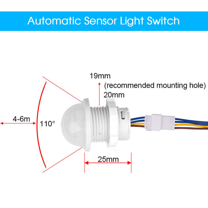 110V 220V Mini PIR Sensor Detector Smart Switch LED PIR rilevazione sensore di movimento a infrarossi interruttore automatico della luce del sensore