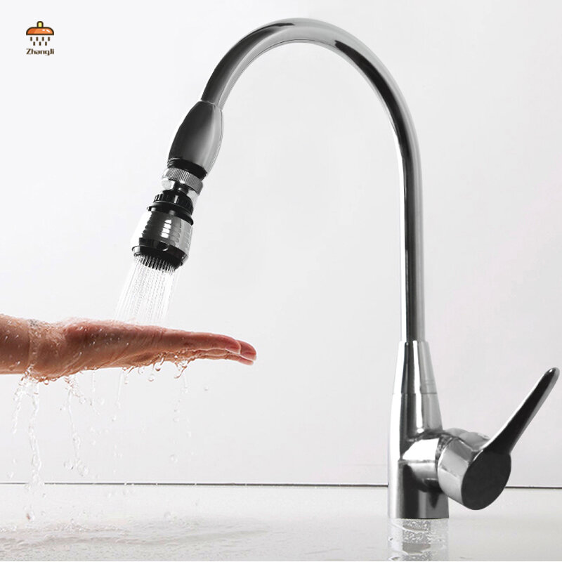 ZhangJi-conector de grifo de ahorro de agua giratorio 360, modo Dual, aireador de grifo de cocina, difusor, burbujeador, filtro, boquilla de cabezal de ducha