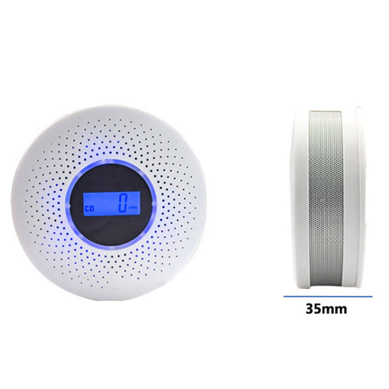 2 sztuk kompozytowe dymu i CO alarmowy w domu stężenie wyświetlacz, aby zapobiec tlenek węgla zatrucie Alarm