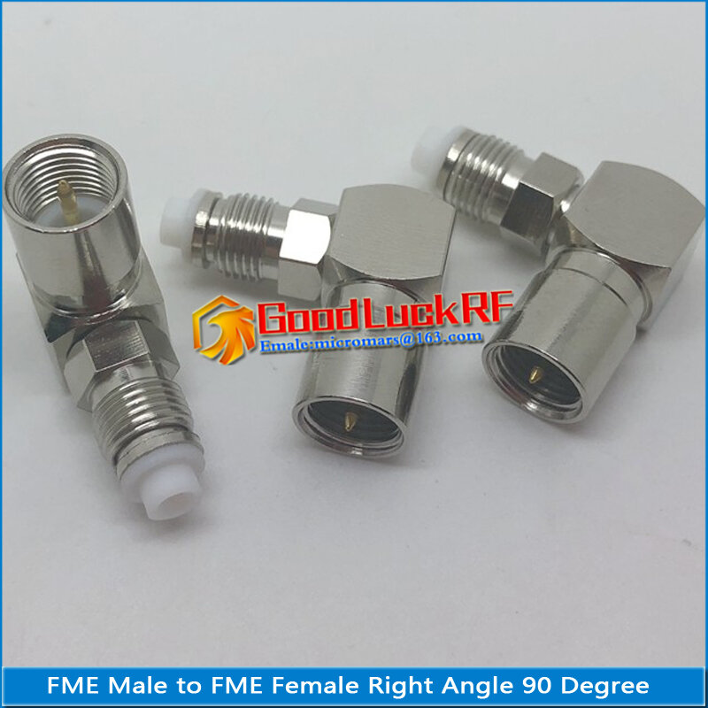 Adattatore per connettore RF in ottone nichelato ad angolo retto da 90 gradi FME maschio a FME femmina di alta qualità