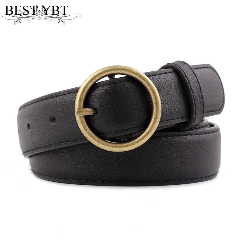 Best YBT Women Imitation Leather Belt Alloy Pin Buckle Belt New Style Young Student Fashion Decorative All-match Girl Pants Belt
