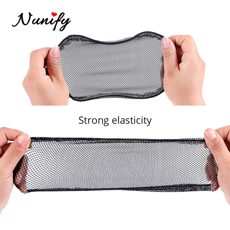 Nunify 조절식 스트랩 헤어넷 포니테일 블랙 컬러 가발 캡, 헤어 번 헤어 제작용, 최고 품질