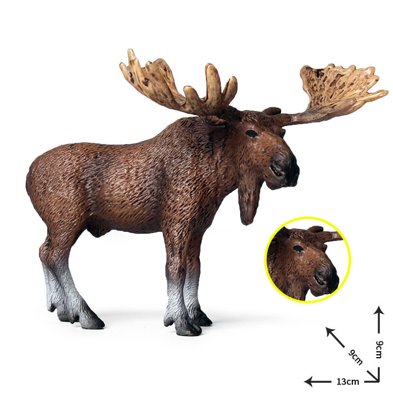 시뮬레이션 야생 동물 모델 북미 엘크 무스 사슴 PVC 액션 피규어, 키즈 컬렉션 장난감 선물