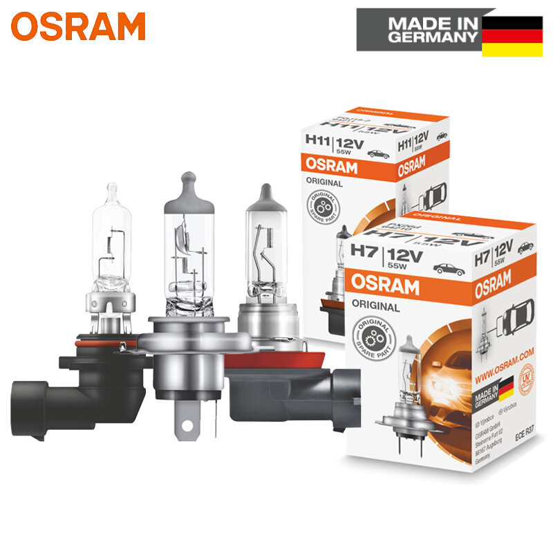 OSRAM 9005 9006 오리지널 램프, 화이트 헤드라이트, H8, H9, H16, HB3, HB4 안개등, 자동차 할로겐 전구, 독일제, H1, H3, H4, H7, H11, 1 개