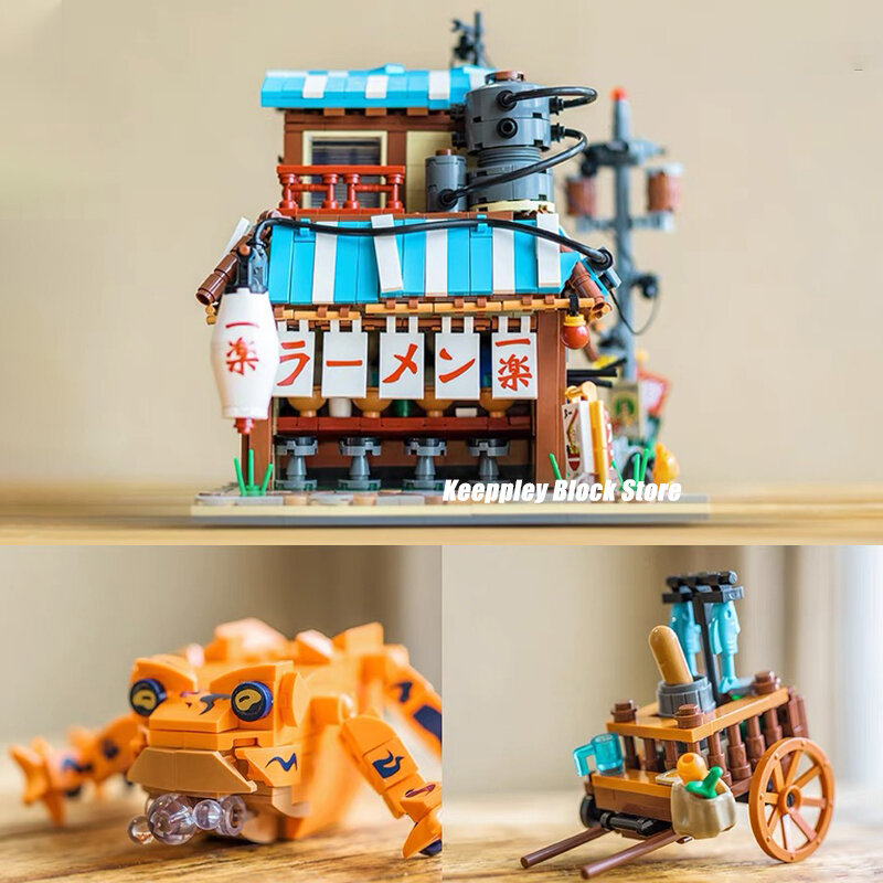 MOC 나루토 애니메이션 Yile 라멘 숍 빌딩 블록, 시티 스트리트뷰 라멘 하우스 모델 벽돌 장난감 세트 어린이 크리스마스 선물