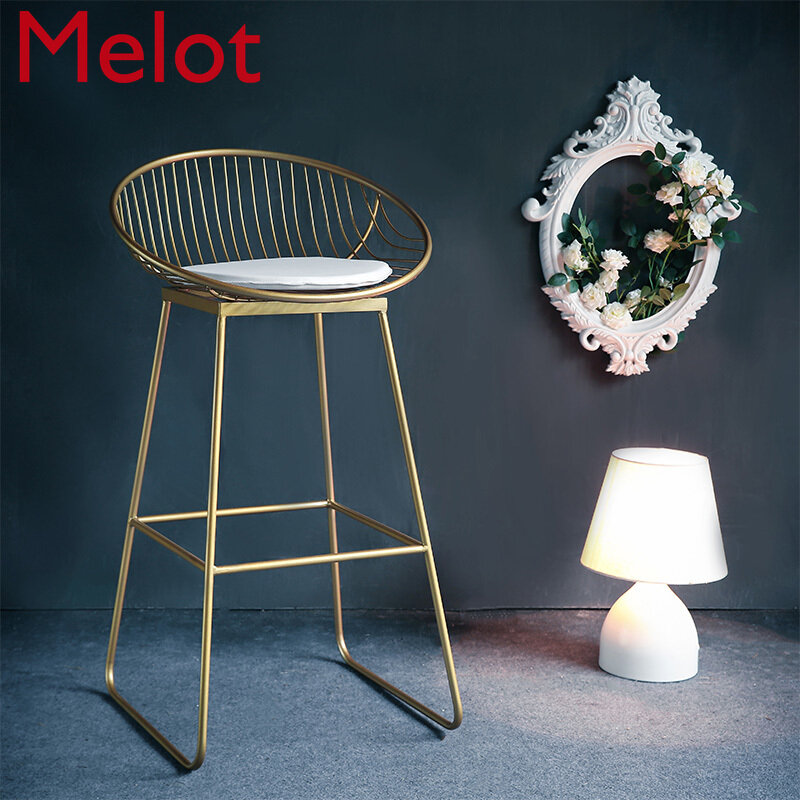 Nordic เก้าอี้บาร์สตูลบาร์เก้าอี้บาร์เหล็กสตูลเก้าอี้บาร์สตูลบาร์สูงรุ่น Stool Gold Modern Simple Leisure เก้าอี้...