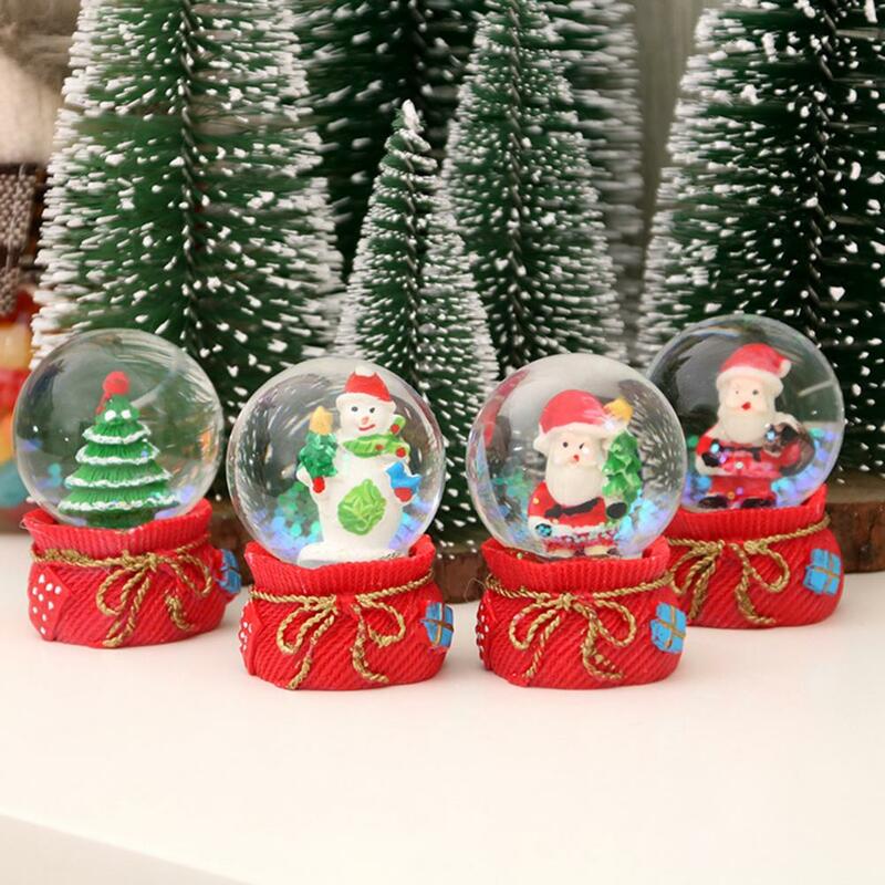 Boule à neige décorative avec éclairage coloré, mini boule de cristal, dessin animé 3D, ornements de Noël
