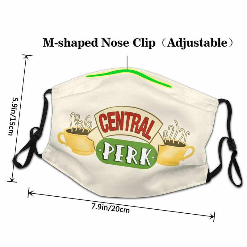 Perk-masque facial réutilisable pour adultes, Central Friends, Protection respiratoire, Anti-brume, Anti-poussière, spectacle TV