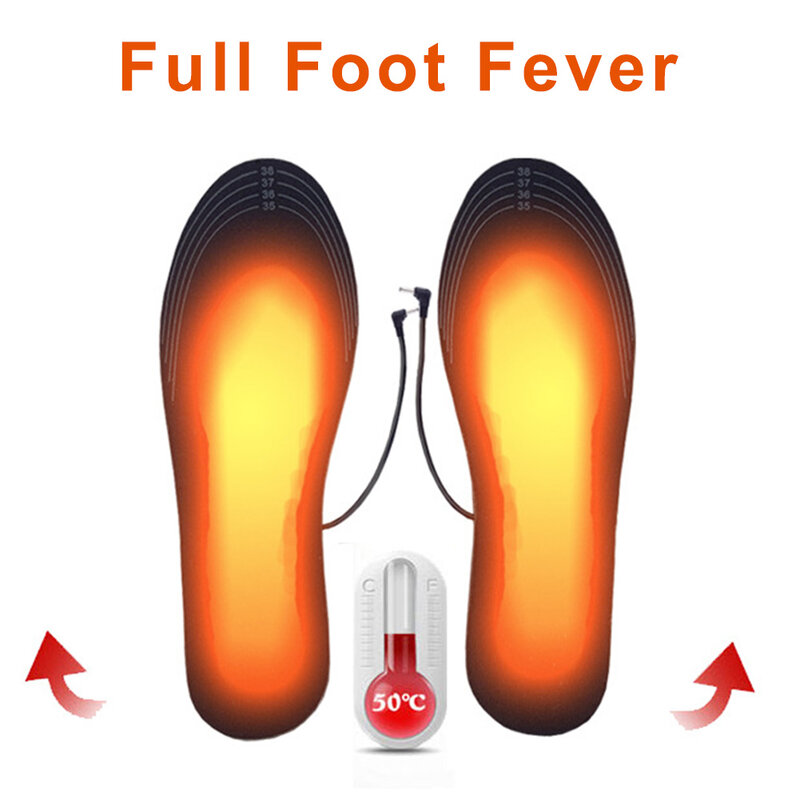 Novo sapato aquecido palmilhas usb elétrico pé almofada de aquecimento pés mais quente meias tapete inverno ao ar livre esportes palmilhas aquecimento refinado