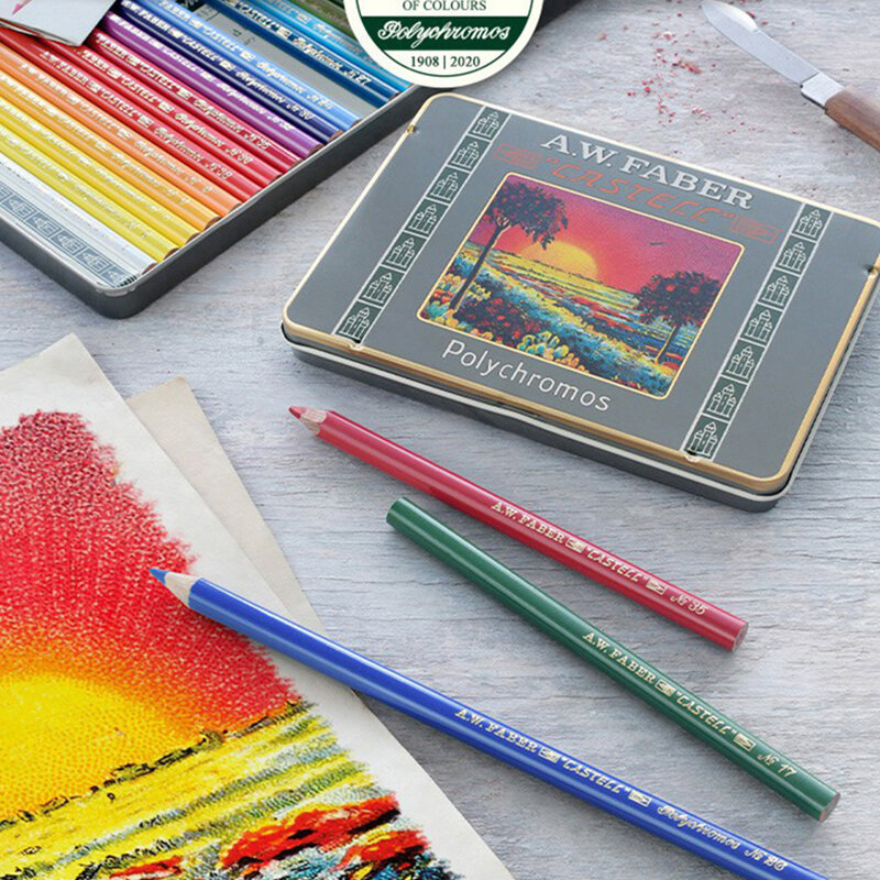 Faber Castell A.W.Faber – crayons de couleur polychromes à l'huile, 12/24/36 couleurs, crayons de couleur professionnels commémoratifs d'anniversaire