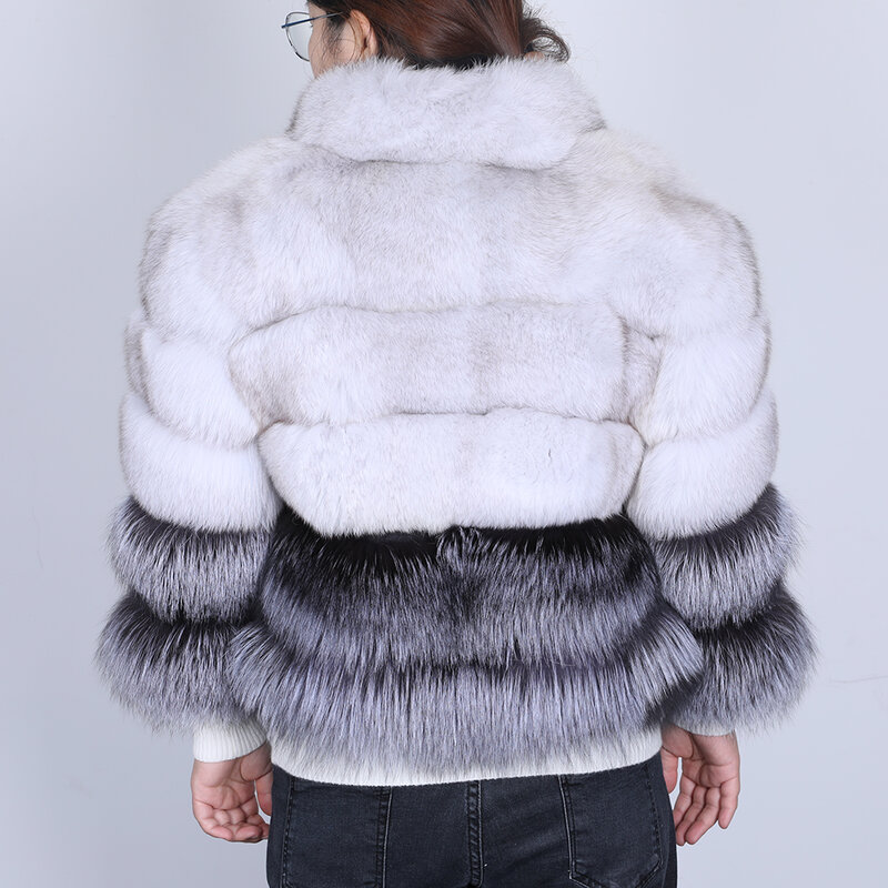 Maomaokong2020 冬のジャケットの女性のパーカー革キツネの毛皮のコートレザー草ショートコート革の毛皮のコート
