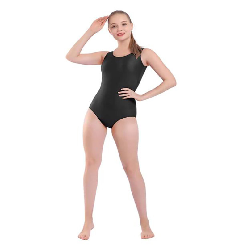 Body per adulti balletto senza maniche scollo a U body Nylon Spandex Unitard Dancewear ginnastica canotta body in vendita donna