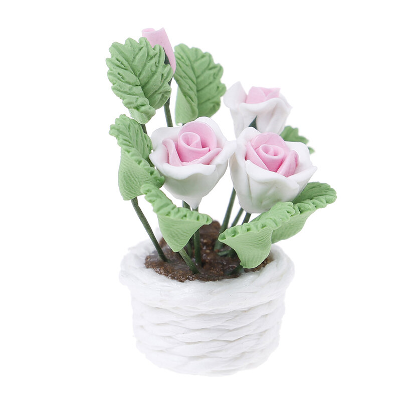 1:12 casa delle bambole fiori in miniatura Mini pianta in vaso vaso di fiori modello per casa delle bambole soggiorno Decor giocattolo per bambini
