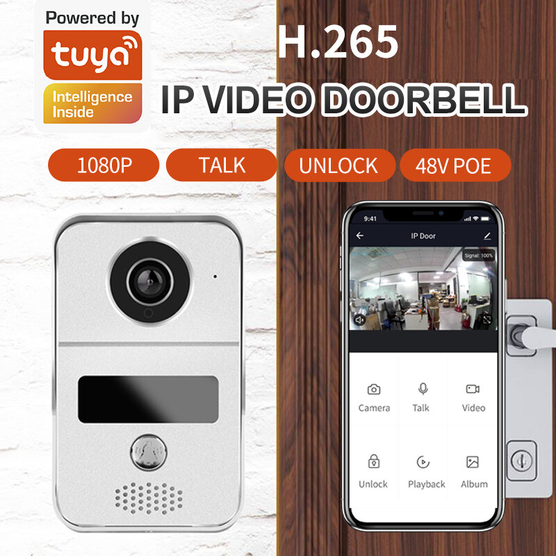 2MP 1080P POE Tuya APP WIFI IP дверной звонок Интерком Визуальный дверной глазок с сигналом беспроводной глазок видео домофон