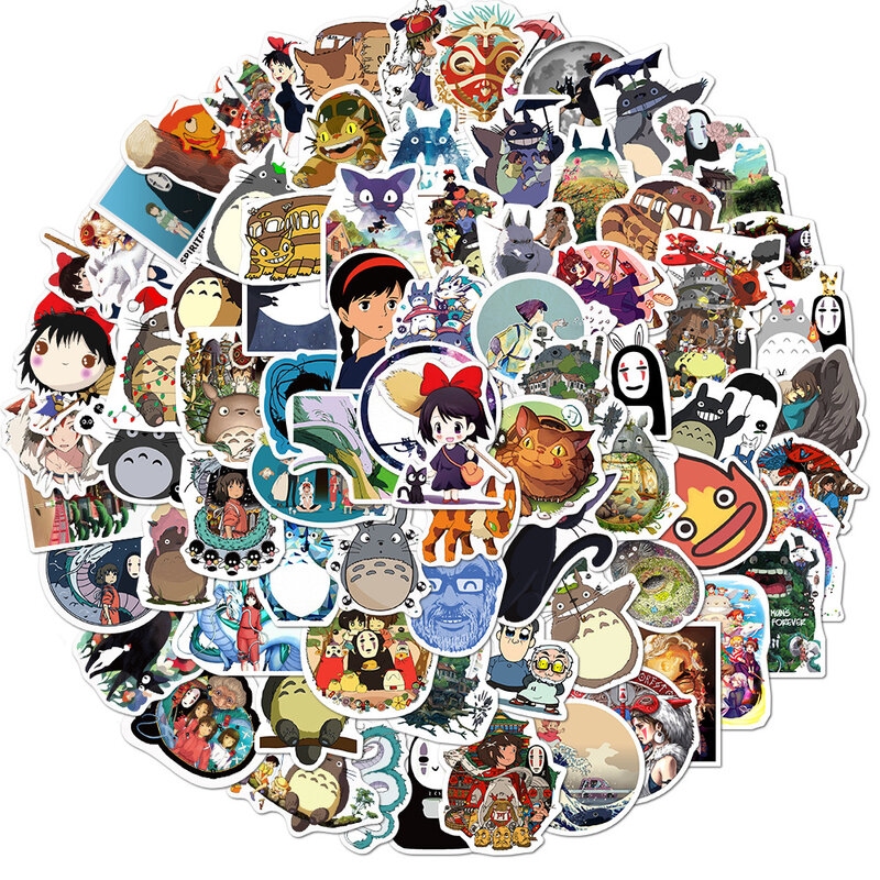 Japanese Anime Stickers Ghibli Hayao Miyazaki Totoro Spirited Away Princess Mononoke KiKi Student Stationery Sticker Aesthetic