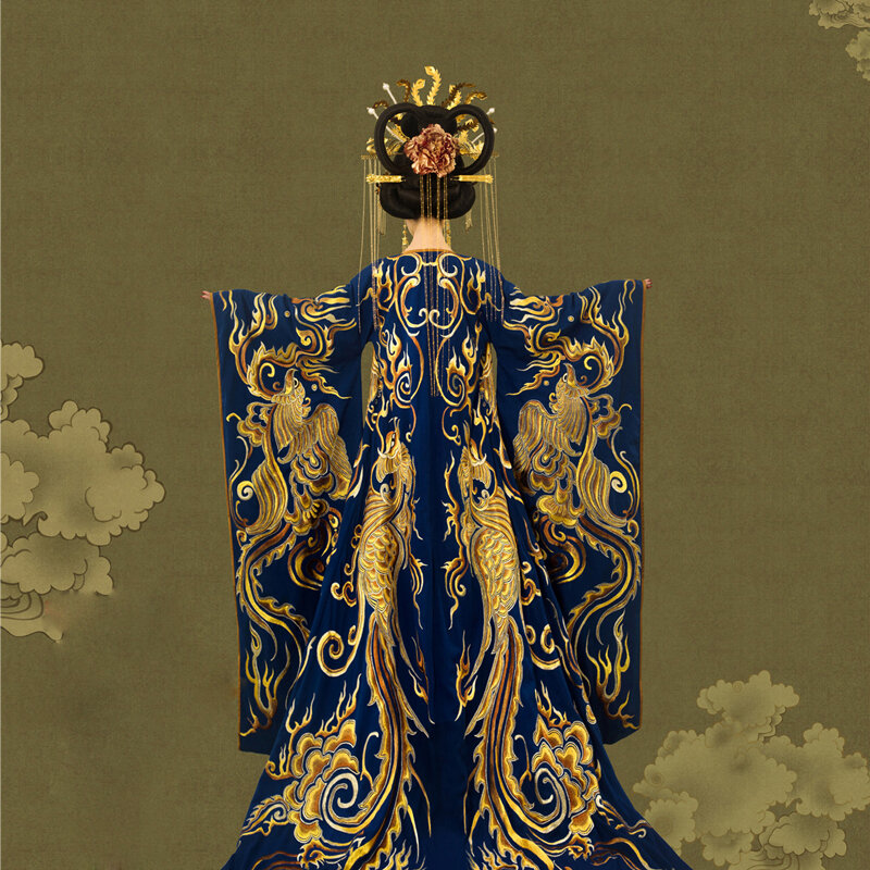 WYJN Jiu Chao Feng Que gorgosa traje de princesa de la emperatriz Tang de cola larga Hanfu para espectáculo de escenario fotografía temática Hanfu Cosplay