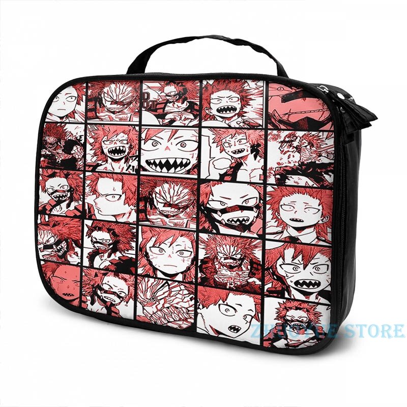 Impressão gráfica engraçado bnha kirishima colagem carga usb mochila sacos de escola dos homens saco de viagem bolsa para portátil