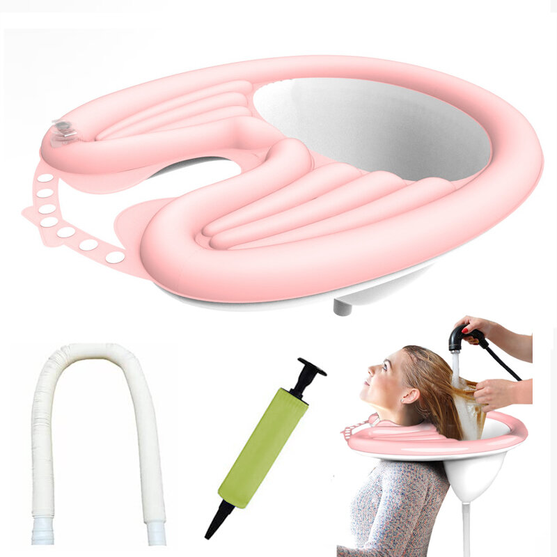 Bandeja inflable portátil para lavar el cabello, tazón de champú, corte de cabello sin silla de salón para discapacitados, mujeres embarazadas y niños