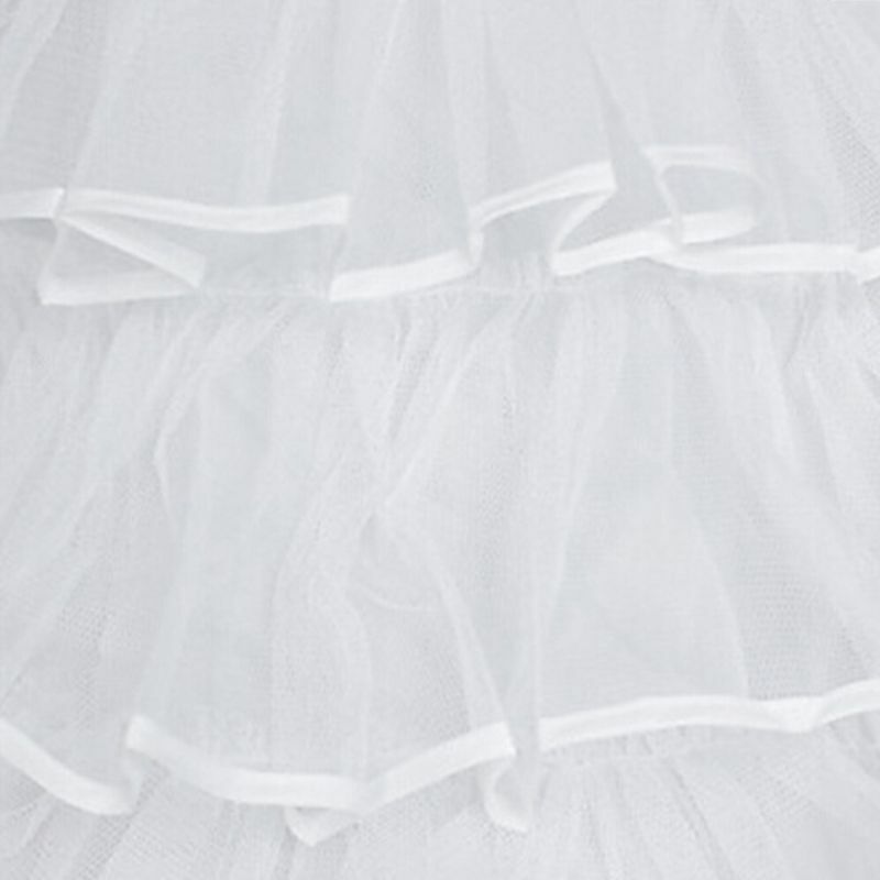 여성 어린이 화이트 하드 메쉬 짧은 페티코트 더블 레이어 소녀 로리타 투투 스커트, 세미 시스루 웨딩 드레스