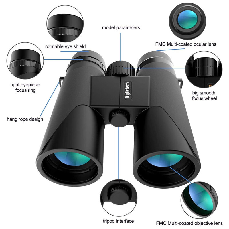 Kylietech-Binocular de alta potencia, 12x42, con prisma BAK4/lente FMC/a prueba de niebla y resistente al agua para Deportes de caza, acampada y viajes al aire libre
