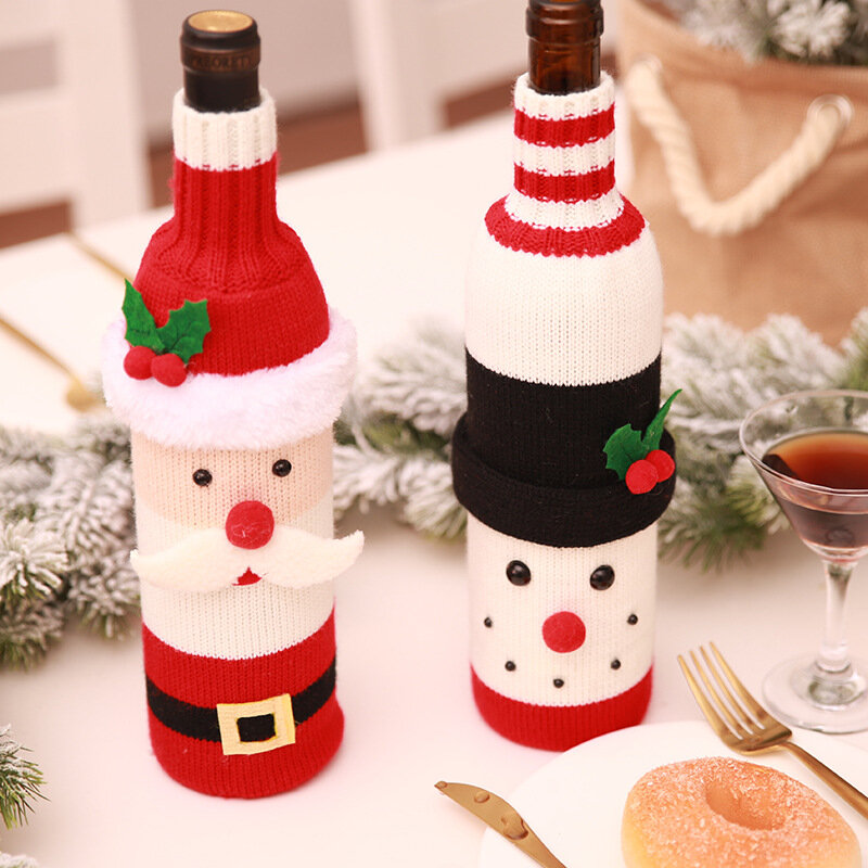 2020 زينة عيد الميلاد الجدول عشاء عيد الميلاد عدة نبيذ فستان دعوى زجاجة نبيذ حلية عيد الميلاد
