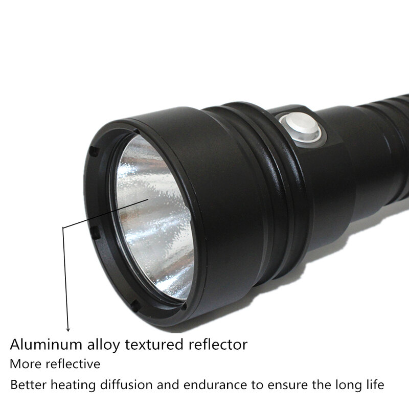 Linterna subacuática XHP70 de 4000LM, lámpara LED impermeable, luz blanca/amarilla, batería 26650 y cargador, XHP70.2