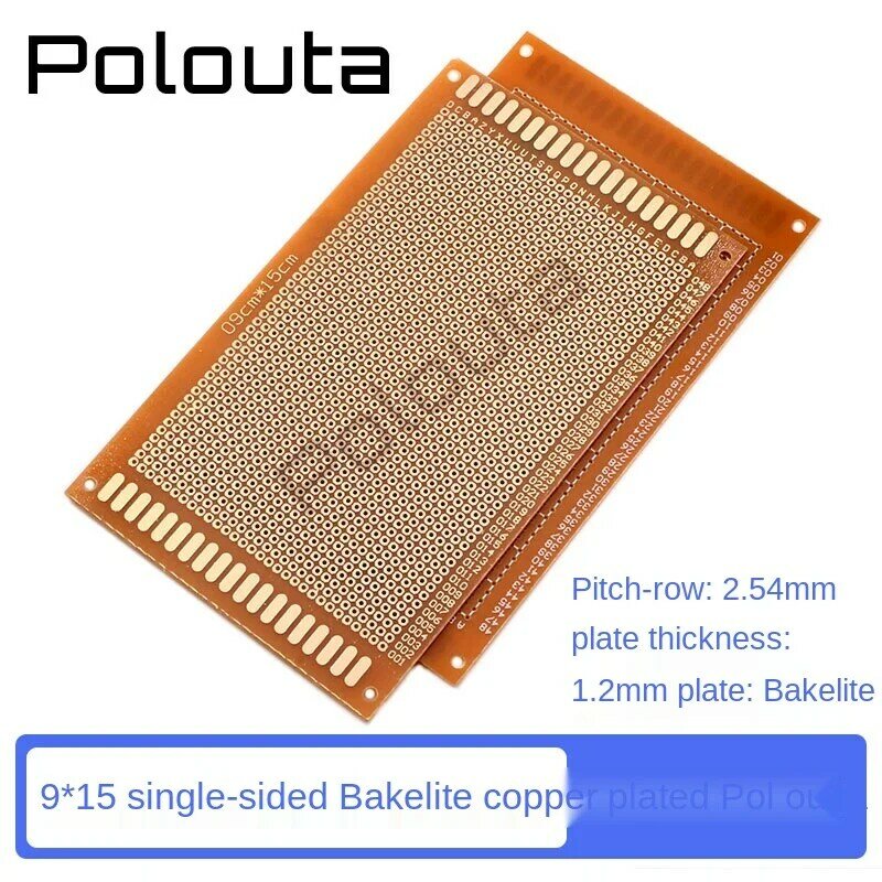 9x15 Polouta PCB 단면 베이클라이트 구리 도금 고무 시트, 범용 보드 2.54mm 직각 Arduino Pcb 프로토타입, 5 개