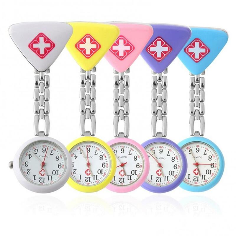 1PC Mode Runde Dreieckige Krankenschwester Arzt Uhr Hängenden Tasche Clip auf Taschenuhr Anhänger Taschenuhr Quarz Hängen taschenuhr