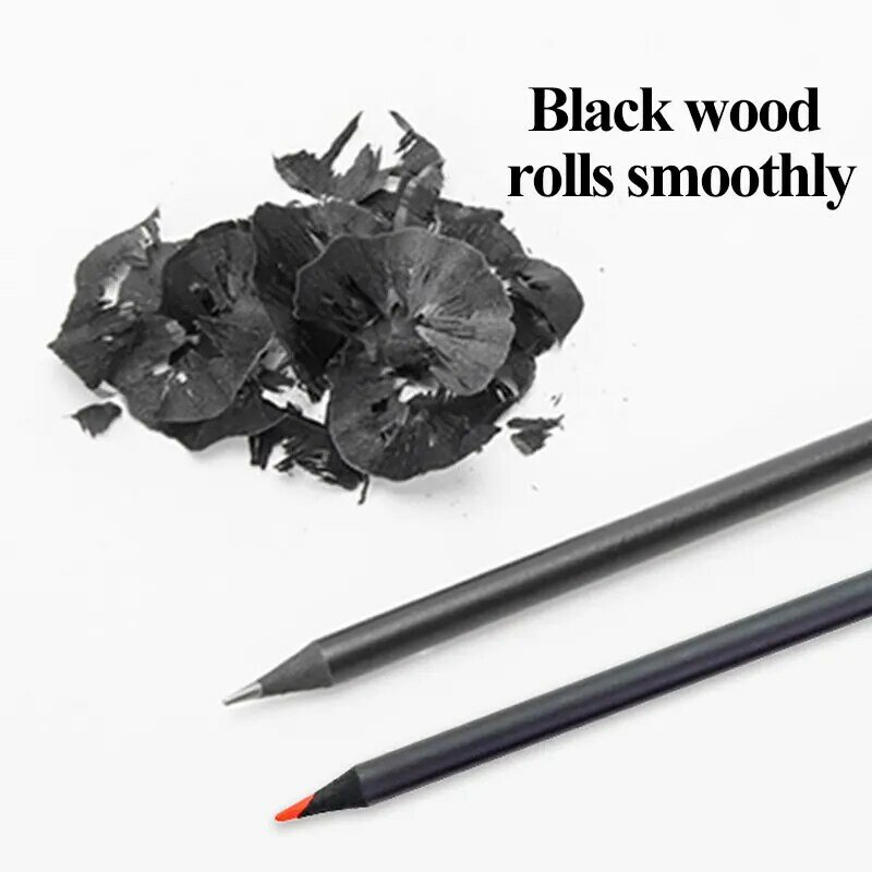 นวนิยายสีดำไม้ดินสอสี12สีนักเรียนที่มีคุณภาพสูงสีดำไม้ArtดินสอสีวาดภาพวาดSketch Supplies
