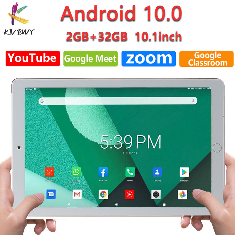 KIVBWY ใหม่10นิ้วแท็บเล็ตพีซี Android 10.0 Octa Core 4G โทรศัพท์แท็บเล็ต2G + 32G ตลาด Google GPS WiFi บลูทูธ10.1 Tab