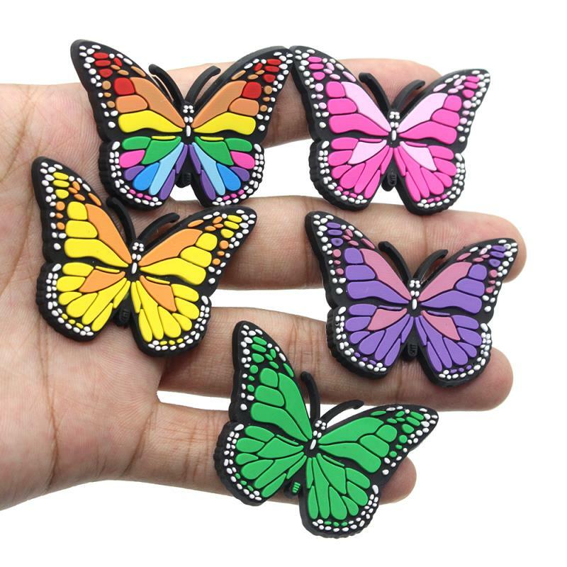 1PCS High Quality PVC Shoe Charms DIY Color Butterfly Decorations Cute Garden Shoe Accessories Fit For Women’s Clogs kids Gifts