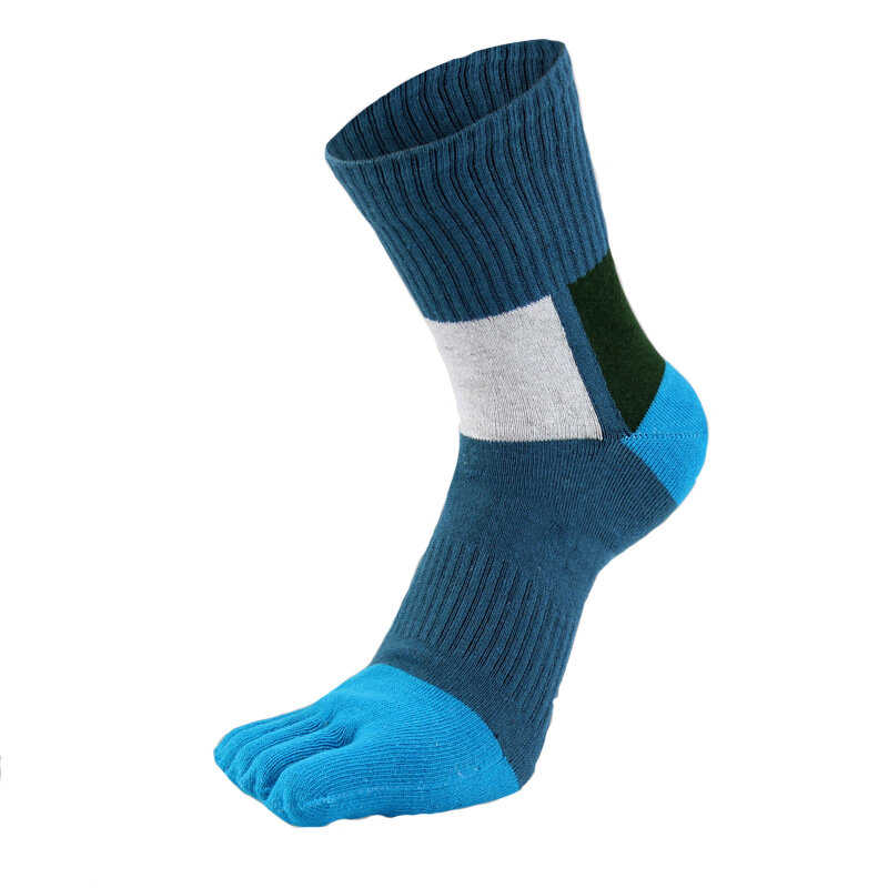 Chaussettes à bout en Fiber pour hommes, 1 paire, colorées et brillantes, avec cinq doigts, absorbant la sueur, respirantes