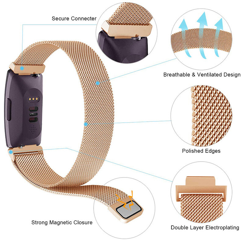 Watch Band Per Fitbit Inspire HR Fascia Milanese Loop Magnetico In Acciaio Inox di Ricambio Per Fitbit Inspire Accessori per Articoli Elettronica smart