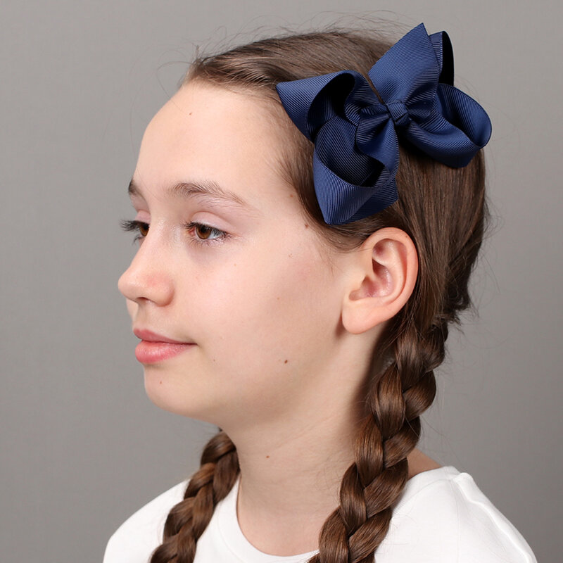 CN 30Pcs/lot 4" Solid Hair Bows With Clips For Kids Girls Boutique Ribbon Hair Clips Classic Hair Bows Hair Accessories