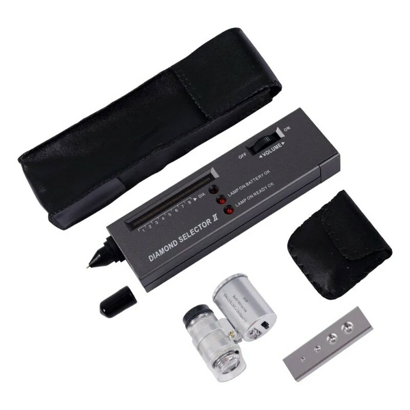 2-in 1 Portable Diamond Tester Pen with 60X LED Lighted Loupe Microscope Magnifying Glasses Kit Combo Jeweler Tool Kit