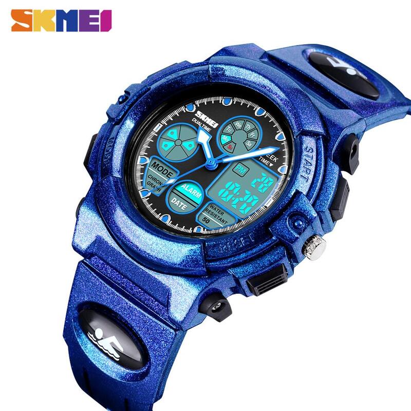 SKMEI-Reloj de pulsera Digital luminoso para niños, cronógrafo de cuarzo electrónico, resistente al agua, 5Bar