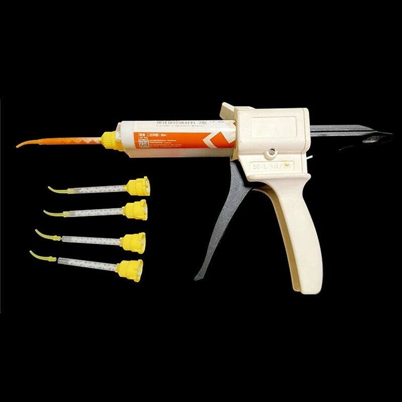 Pistolet en caoutchouc de silicone pour la dentisterie, matériaux dentaires, tête de poulet Assad, 4.2mm, 1:1, 50 pièces